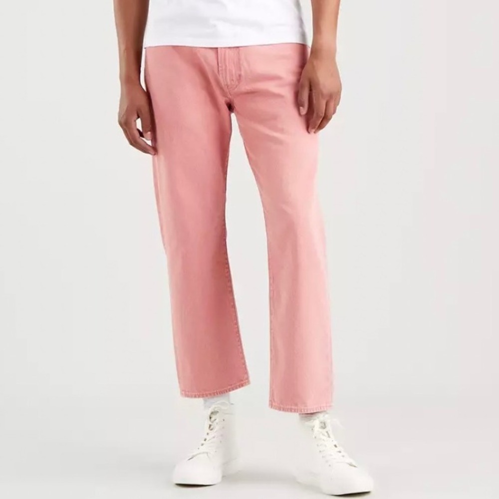 Levi Fresh 551 Z Red Pink‎ Cotton Mens Cropped Ankle Jeans W30 Lemon Tab
